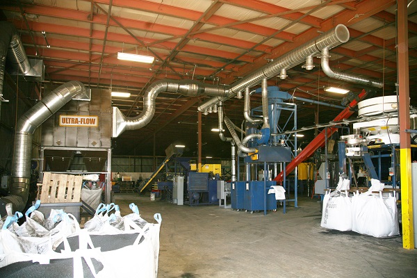 small baghouse dust collector installed inside factory